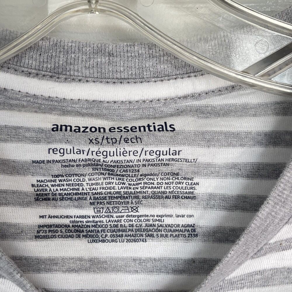 New Men T Shirt XS Stripes Crewneck Tee Gray Short Sleeve - Picture 6 of 9